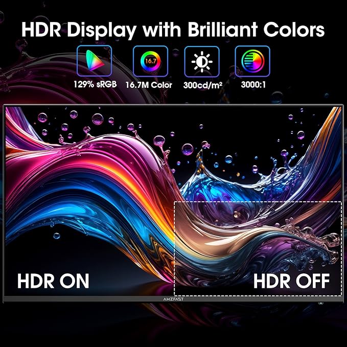 Amzfast 24 Inch Gaming Monitor 180Hz 200Hz FHD 1080p Computer Monitor, 1ms Adaptive Sync, 3000:1, 129% sRGB HDR Display, Eye Care VESA 75x75 Metal Stand HDMI 2.0 | DP 1.4, AMZG24X1