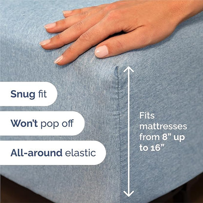 King Size 4 Piece Sheet Set - Comfy Breathable & Cooling Bed Sheets Set - Hotel Luxury Bedding for Women, Men, Kids, Teens, Boys & Girls - Deep Pockets, Soft & Wrinkle Free - Blue (Heathered Sheets)