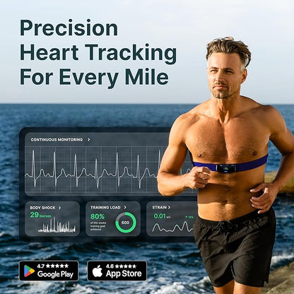 Frontier X2 Smart Heart Rate Monitor Chest Strap, Wearable Heart Rate Monitor with Strain, Breathing Rate, Real Time Vibration Alerts and 20+ Fitness Activities with Continuous Heart Monitoring