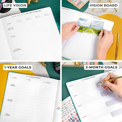 Clever Fox Planner Pro Premium – Luxurious Weekly & Monthly Planner with Budget Organizer for Productivity & Goals, Undated, A4 (Viridian)