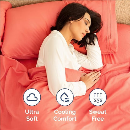 Twin XL Size 3 Piece Sheet Set - Comfy Breathable & Cooling Bed Sheets Set - Hotel Luxury Bedding for Women, Men, Kids, Teens, Boys & Girls - Deep Pockets, Ultra-Soft, Wrinkle Free - Oeko-Tex - Coral