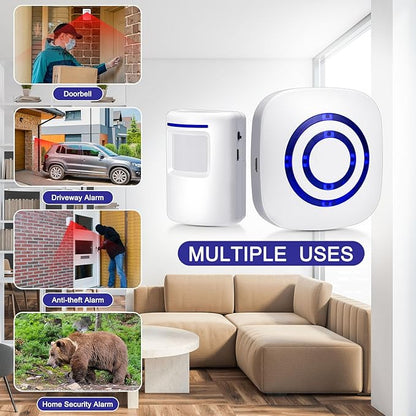 Mimorou Motion Sensor Alarm Wireless Driveway Alarm Indoor Home Motion Detector Long Range Security Alert Monitor System with 6 Sensor and 3 Receiver, 38 Chime Tunes and LED Indicators