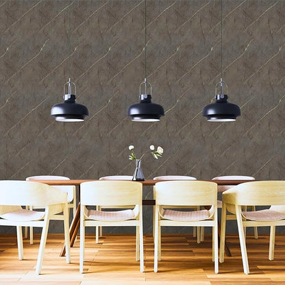 Dundee Deco Faux Marble Wall Panels - Sample - Glossy, Waterproof Indoor Wall Cladding - Chocolate Brown, White Veins - Sample 6" x 6"