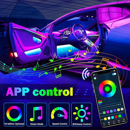 WEBUPAR Dreamcolor Interior Car Lights - 10 in 1 LED Strip Lights with APP Control and 213 Color Modes, Decorative Neon Ambient Lighting Kits
