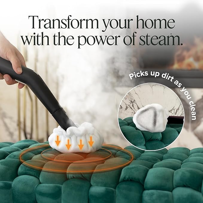 Dupray Neat Steam Cleaner with 22-Piece Accessory Kit – Versatile, Portable Steamer for Floors, Upholstery, Tiles, and More, removes 99.9% of Bacteria & Viruses* (incl. x6 Triangle Bonnets)