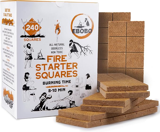 240 pcs Fire Starter Cubes – Natural Wax-Based, Odorless & Non-Toxic – Quick Ignition for BBQ Grill, Fireplace, Wood Stove, Fire Pit & Camping – Easy, Mess-Free Lighting