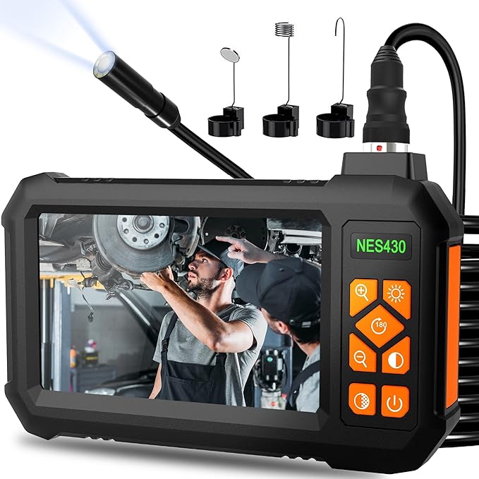 49.2 Feet Inspection Endoscope Camera with Light, 1080P HD Borescope Camera with Light, 4.3" IPS Screen, IP67 Waterproof Sewer Borescope, 49.2Ft Semi-Rigid Cord Drain Pipe Endoscope Cool Gadgets Tool