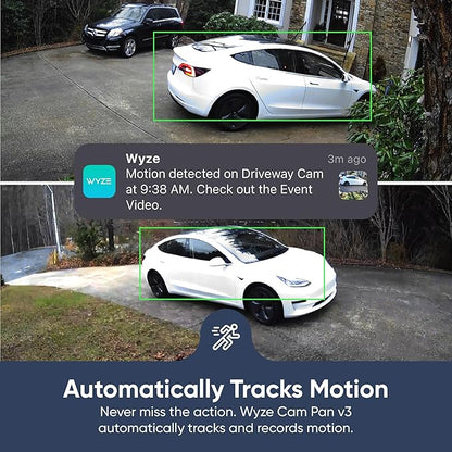 WYZE Cam Pan v3 Indoor/Outdoor IP65 1080P 360° Pan/Tilt/Zoom WiFi Smart Home Security Camera, Motion Tracking for Baby/Pet, Color Night Vision, Works with Alexa&Google Assistant, Free Expert Setup