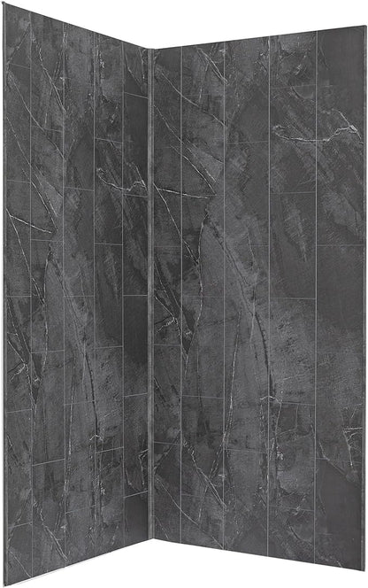 Palisade 78in x 36in x 36in Waterproof Vinyl Corner Shower Surround Kit with Accessories in Urban Quarry