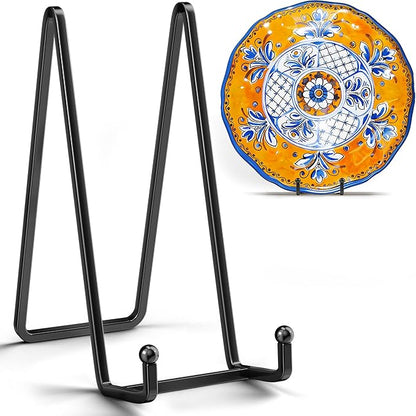 IPAME 4 Pack 10 Inch Large Plate Stands for Display - Metal Square Wire Plate Holder Display Stand + Picture Stand for Book, Platter, Plaque, Photo Easel