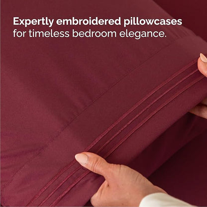 Queen Size 4 Piece Sheet Set - Comfy Breathable & Cooling Bed Sheets Set - Hotel Luxury Bedding for Women, Men, Kids, Teens, Boys & Girls - Deep Pockets, Ultra-Soft, Wrinkle Free - Oeko-Tex - Burgundy