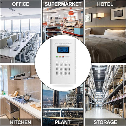 2 Pack Combination Gas & Carbon Monoxide Detectors - Plug in CO Alarm & Natural Gas Detector with Digital Display, CO Detector & Combustible Gas Detector for Home, Easy to Read