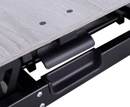 Rocelco Standing Desk Converter 31.5 Inch Sit Stand Up Dual Monitor Tabletop Riser with Tablet Mount, Height Adjustable Home Office Workstation - Deep Keyboard Tray for Laptop Mouse - Gray (R VADRG)