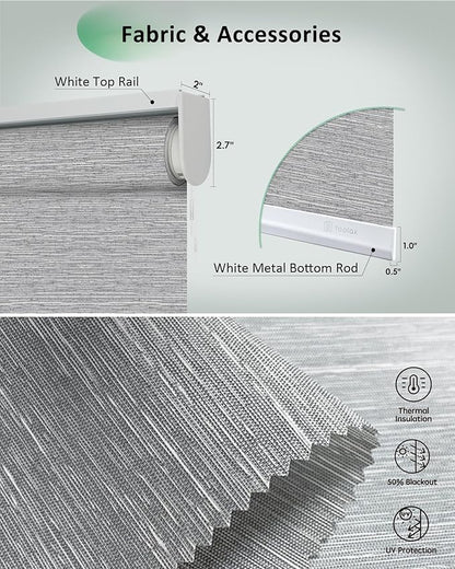Yoolax Motorized Blinds App Control, Light Filtering Motorized Shades for Windows, Cordless Automatic Roller Shades for Bedroom Living Room Office(Light Filtering Jacquard Gray, 25" W x 72" H)