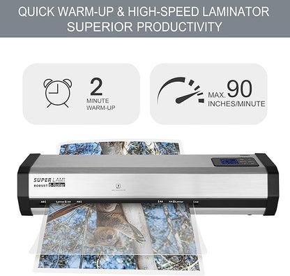 SINCHI Robust 6-Roller Laminator Machine with LCD Display, 3-10 Mil, Heavy Duty, 13-inch Thermal Laminating Machine for Commercial Use, 1.5-Minute Warm-up, 90 Inches/Minute, 105 Settings & 99 Memories