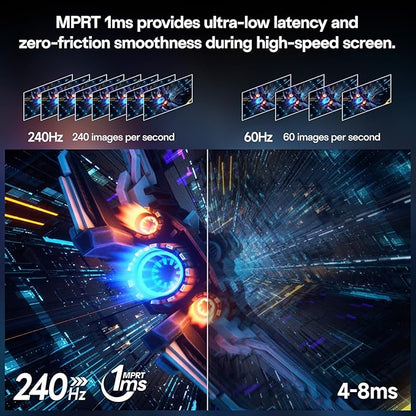KOORUI 34 Inch 240Hz Ultrawide Curved Gaming Monitor 3440x1440P, 21:9 Display, 1500R Curvature. 1MS, PIP/PBP, Support Adaptive Sync, DP, HDMI, PS5,Vesa