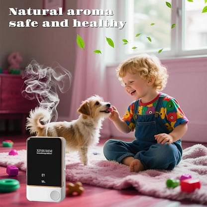Waterless Essential Oil Diffuser for Home & Office Cordless Battery Operated Aroma Diffuser with 7 Mist Levels, Ultrasonic Air Freshener for Large Rooms Bedroom Bathroom Car Small & Portable