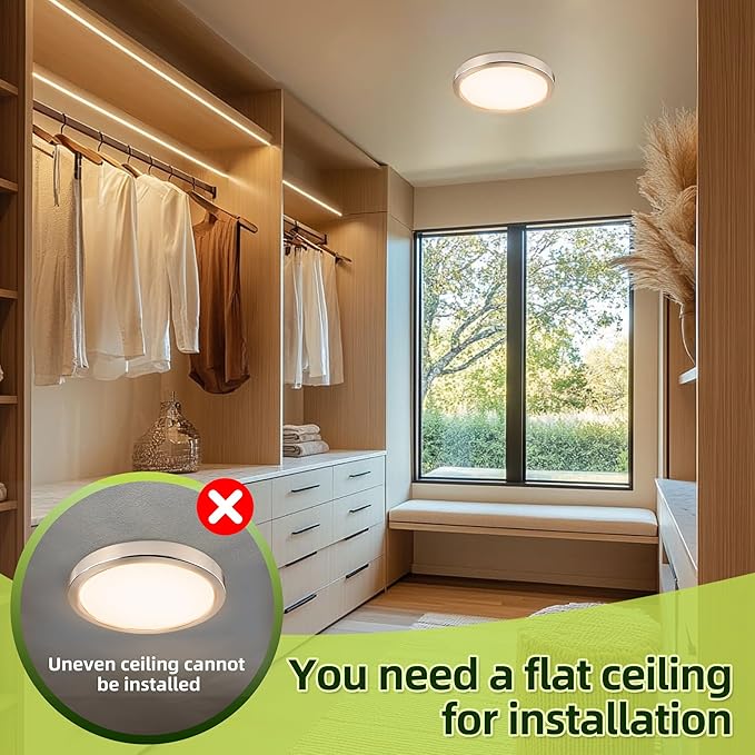 hykolity 2 Pack 9 Inch Selectable CCT LED Round Flat Panel Light, 18W 1800LM 3000K/4000K/5000K, Edge-Lit Flush Mount Ceiling Light Fixture for Kitchen, Bedroom, Laundry and Closet Room,Brush Nickel