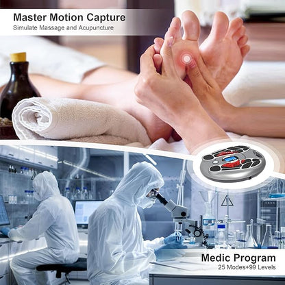Foot Massager for Neuropathy, EMS TENS Foot Stimulator for Circulation and Pain Relief, TENS Unit Muscle Stimulator with 4 Electrode Pads, FSA Eligible Items Only List HSA, Fits Up to 11"