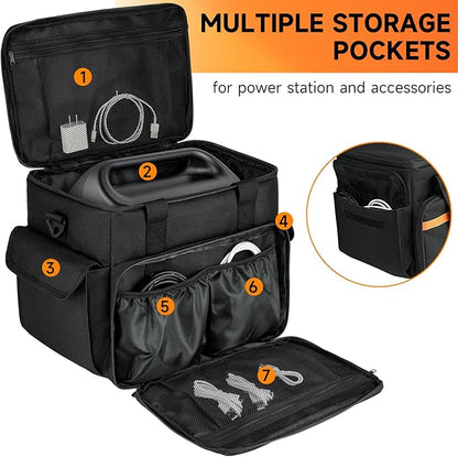 Carrying Case Compatible with Jackery Explorer 500/ECOFLOW River/River Pro/BLUETTI EB3A/GRECELL T500 Portable Power Station,Waterproof Travel Storage Bag for Charging Cable and Accessories(Bag Only)