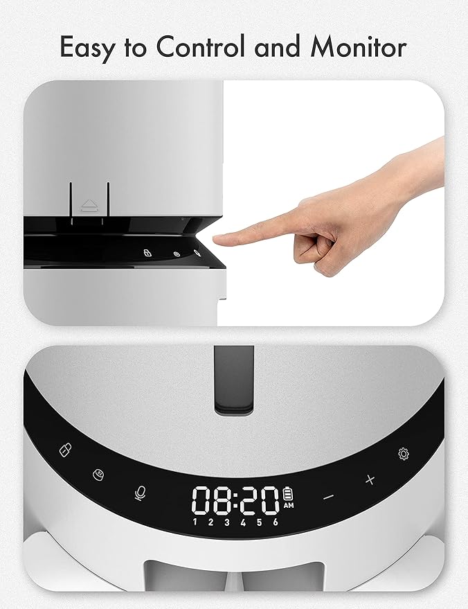 PETLIBRO Automatic Cat Food Dispenser for 2 Pets 5L Auto Dog Feeder Dry Food Dispenser with Splitter & 2 Stainless Bowls, 10s Meal Call and Timer Setting 50 Portions 6 Meals Per Day, Dual Tray Feeder