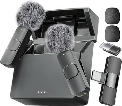 Mini Mic Pro (Latest Model - Wireless Microphone for iPhone, iPad, Android, Lavalier Microphone for Video Recording - iPhone Mic Crystal Clear Recording with USB-C (with Charging Case)