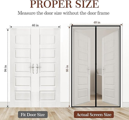 Yotache Magnetic Screen Door Fits Door Size 46 x 94, Screen Size 48" x 95" Door Screen Magnet for Walk Through Sliding Door Black