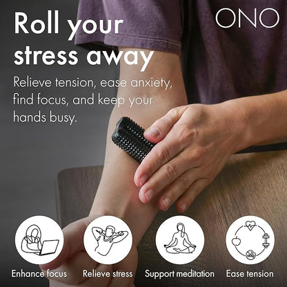 ONO Roller - Handheld Fidget Toy for Adults | Help Relieve Stress, Anxiety, Tension | Promotes Focus, Clarity | Compact, Portable Design (Acupressure, Junior Size - Aluminum)