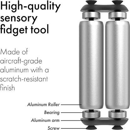 ONO Roller - Handheld Fidget Toy for Adults | Help Relieve Stress, Anxiety, Tension | Promotes Focus, Clarity | Compact, Portable Design (Grey, Full Size - Aluminum)