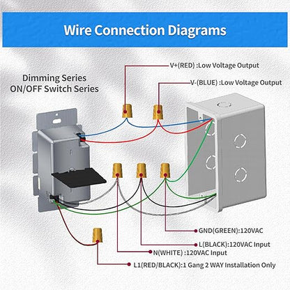 Dimmer and Driver Switch in one, AC120V 60W ON/Off Output Voltage: 12V +/-0.5V, UL, FCC, CE Class 2 Driver and dimmer Switch 2 in 1, UL Listed, Class 2