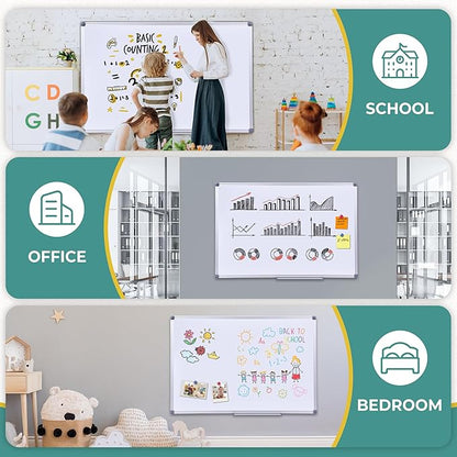 2 Pack 36" x 24" Magnetic Dry Erase Board with Removable Marker Tray| Commercial Quality Wall-Mounted Aluminum Message Presentation White Board for Kids, Students & Teachers
