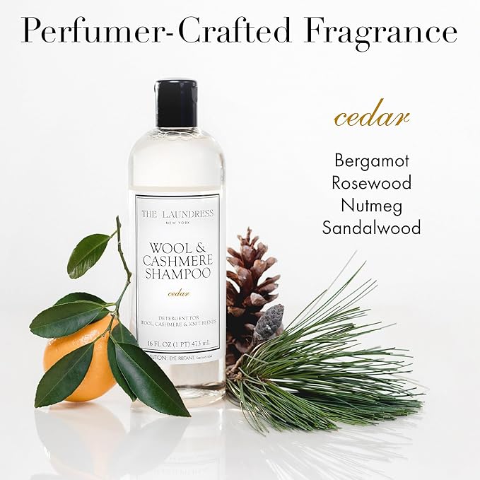 The Laundress Wool & Cashmere Shampoo, Double Concentrated, Cedar Scent, Wool Detergent, Wool wash, Cashmere Shampoo, 16 Fl Oz (Pack of 2)