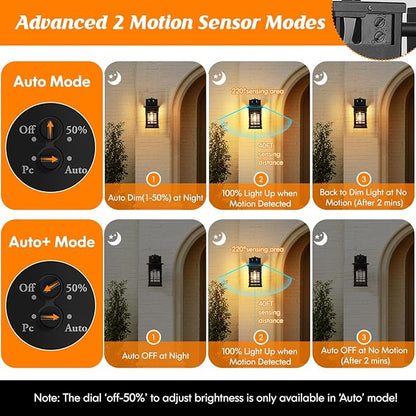Motion Sensor Dusk Dawn Outdoor Wall Light Fixture with GFCI Outlets, Sensor Porch Light Outdoor Wall Mount Oil Rubbed Bronze, Waterproof Outside Light for House Front Doorway Patio, 3 Lighting Mode