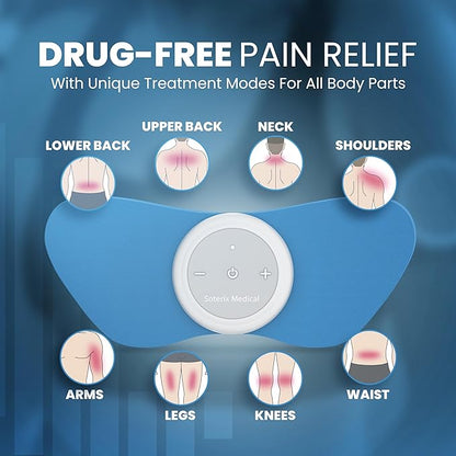 Soterix Medical PainX TENS Wireless Tens Unit Muscle Stimulator with EMS - FSA Tens Unit for Back Pain, Knee, Neck and Face with USB Rechargeable Device and Remote, Designed in USA, 4 Electrode Pads