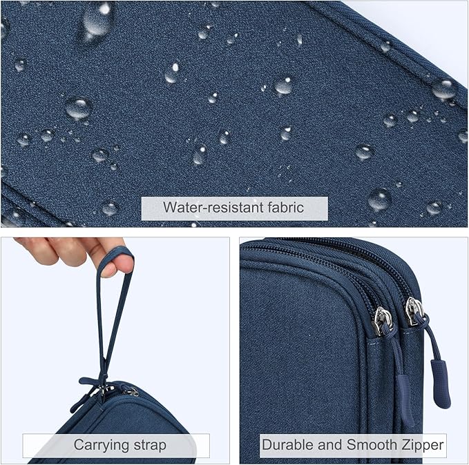 FYY Electronic Organizer, Travel Cable Organizer Bag Pouch Accessories Carry Case Portable Waterproof Double Layers All-in-One Storage for Cable, Cord, Charger, Phone, Earphone Navy