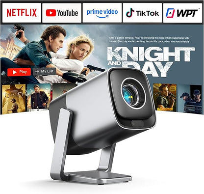 [Compatible with Netflix & TOF Real-time Focus] Mini Projector with WiFi and Bluetooth, XuanPad Smart Projector 4K Support, Dolby Audio & Keystone, 210° Rotatable Stand for Home