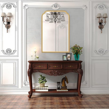 20X30 Inch Gold Bathroom Mirror for Wall, Modern Rounded Corner Rectangle Mirror with Non-Rusting Iron Metal Framed Bathroom Vanity Mirror for Over Sink Wall Decor(Tempered Glass)