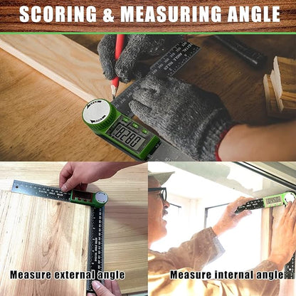 PDDYIER Angle Finder Protractor, 2-in-1 Miter Saw Protractor, 7 Inch/200mm ABS Angle Ruler, High Accuracy Miter Angle Measuring Tool for Woodworking, Metalworking, Carpenter, Construction