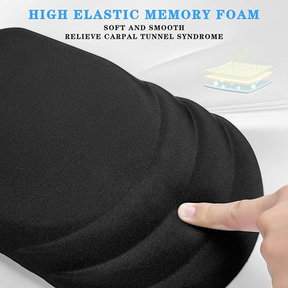 Ergonomic Mouse Pad Wrist Support，Wrist Rest Mouse pad for Carpal Tunnel Pain Relief with Memory Foam&Non-Slip PU Base, Mouse Pads for Wireless Mouse & Desk (12x8 inch,Black)