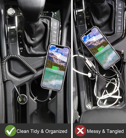 Coiled Lightning Cable, iPhone Charger Cable 3FT for Car, 2 Pack [Apple MFi Certified] 3 Feet Lightning Cord Compatible with iPhone14/13/12/11 Pro Max/XS MAX/XR/XS/X/8/7/Plus/6S iPad/iPod- Black