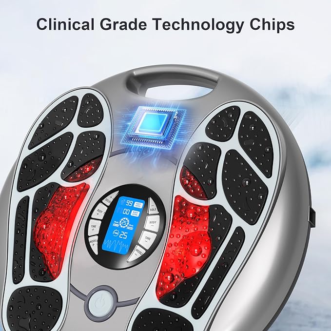 Foot Massager for Neuropathy, EMS TENS Foot Stimulator for Circulation and Pain Relief, TENS Unit Muscle Stimulator with 4 Electrode Pads, FSA Eligible Items Only List HSA, Fits Up to 11"