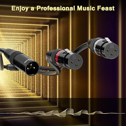 Mygatti 75 FT Gold-Plated 3-Pin XLR Male to Dual XLR Female Y Splitter Cable, Black, 23AWG OFC, Compatible with Microphone, Amplifier, Speaker, Mixer, Equalizer, Patch Bay, Digital Decoder, Preamp