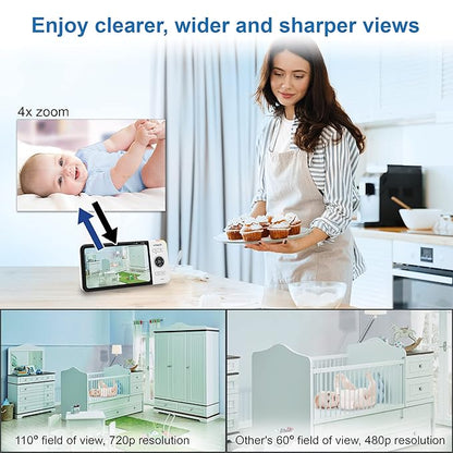 VTech VM818HD Baby Monitor, 5" 720p Screen, Night Light, 110-degree Wide-Angle True-Color DayVision, HD No Glare NightVision, 1000ft Range, 2-Way Talk, Secure Transmission No WiFi