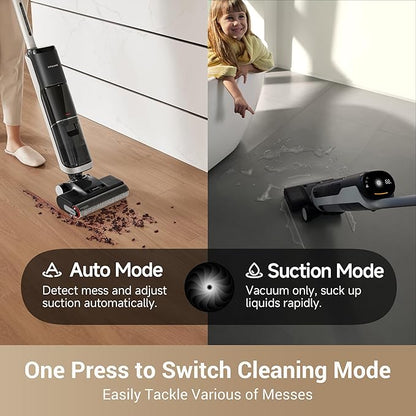 dreame H14 Cordless Vacuum Mop, 180° Lie-Flat Wet Dry Vacuum cleaner, 140°F Brush Washing, Fast Hot Air Drying in 5Mins, Smart Hard Floor Cleaner Machine with Powerful Suction, Great for Sticky Messes