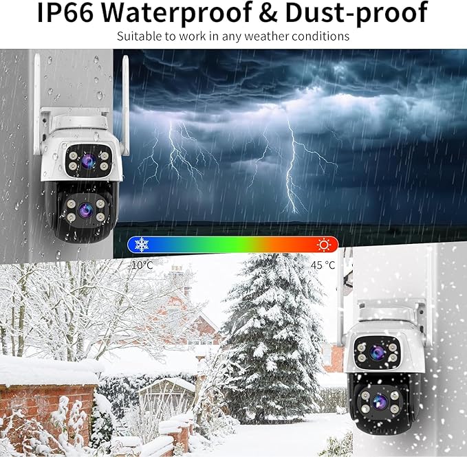 VSTARCAM Dual-Lens Security Cameras Wireless Outdoor, Pan/Tilt 360° View, 2.4GHz WiFi Outside Camera with Color Night Vision, 2-Way Audio, Motion Tracking, Siren, IP66 Weatherproof, Cloud & SD Storage