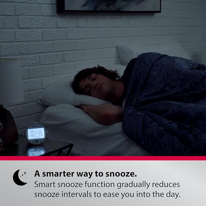 Bellman & Symfon Vibrating Alarm Clock Pro with Bed Shaker - Loud Alarm, Flashing LED Night Lights for Heavy Sleepers, Hard of Hearing and Deaf People - Alarm Clocks for Bedrooms with Backup Batteries