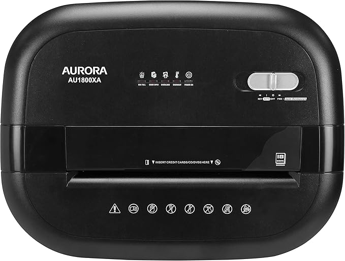 Aurora AU1800XA Anti-Jam 18-Sheet Crosscut Paper/CD and Credit Card Shredder/ 6-Gallon pullout Basket 30 Minutes Continuous Run Time