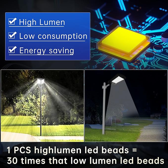 JAYNLT Y-3000W Solar Street Lights Outdoor,300000LM 6500K Commercial Parking Lot Lights Dusk to Dawn, Waterproof Solar Security Flood Lamps with Motion Sensor and Remote for Street, Garden,Farm