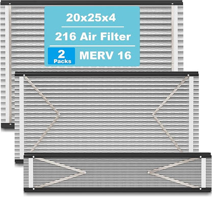 (2-Pack) 216 Replacement Filter Compatible with April-Aire Air Purifiers 1210,1620,2210,2216,3210,20x25x4 MERV-10 Furnace Filter Replacement