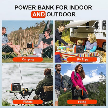 SinKeu 150W Power Bank Station, 122.8Wh/38400mAh LiFePO4 Battery, Solar Generator for Outdoor Camping, Traveling, Emergencies-Orange